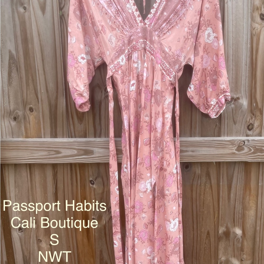 Boho boutique Floral deep V dress